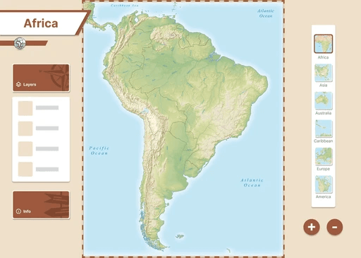 Physical map with Layers and Info panels